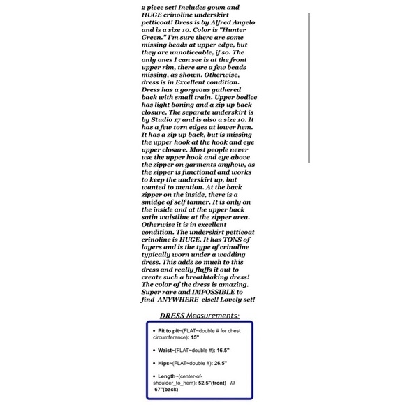 Alfred Angelo Sz 10 Hunter Green Long Formal Gathered Gown Train Dress Petticoat - Picture 2 of 11